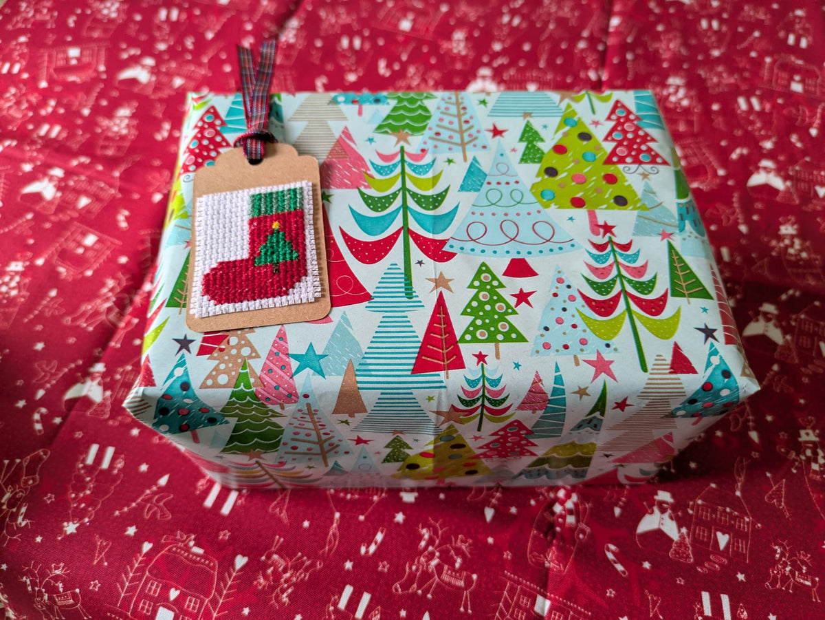 🎄 Hand Stitched Christmas Gift Tags – Handmade Set of 4