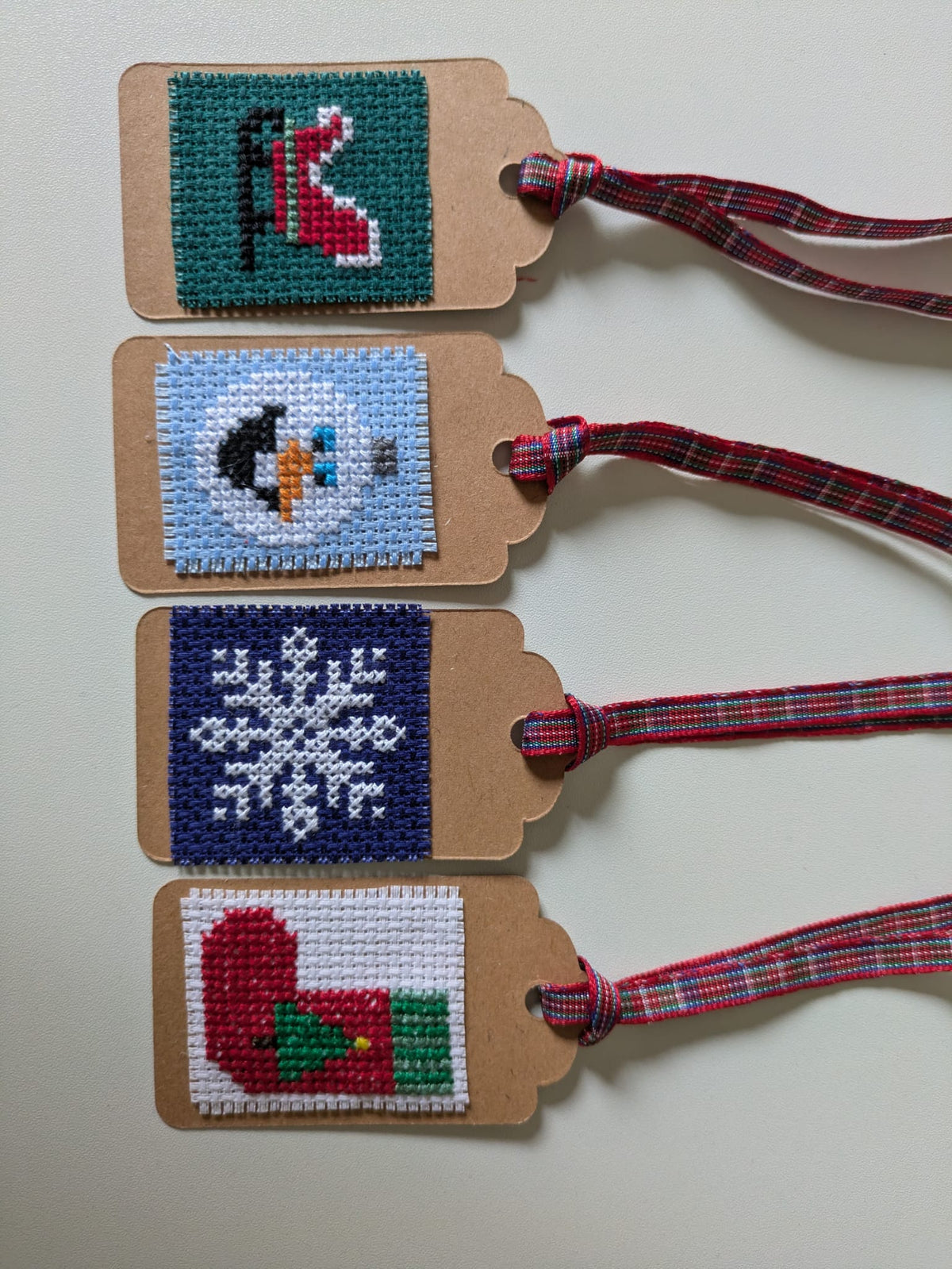 🎄 Hand Stitched Christmas Gift Tags – Handmade Set of 4