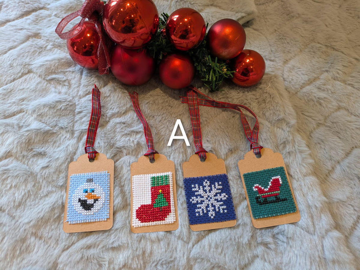 🎄 Hand Stitched Christmas Gift Tags – Handmade Set of 4