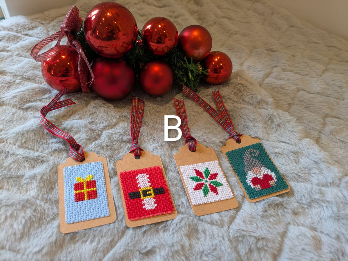 🎄 Hand Stitched Christmas Gift Tags – Handmade Set of 4