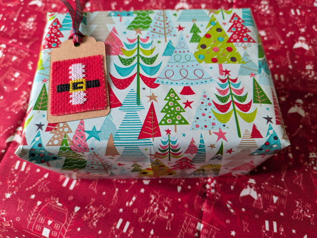 🎄 Hand Stitched Christmas Gift Tags – Handmade Set of 4