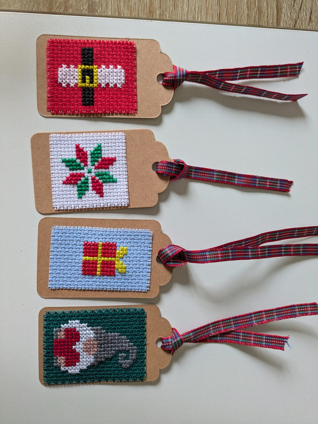 🎄 Hand Stitched Christmas Gift Tags – Handmade Set of 4