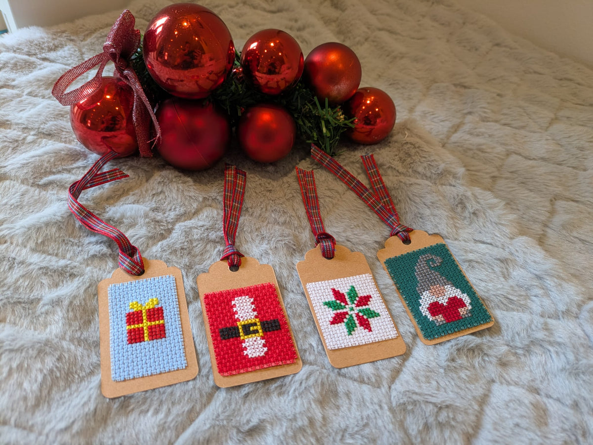 🎄 Hand Stitched Christmas Gift Tags – Handmade Set of 4