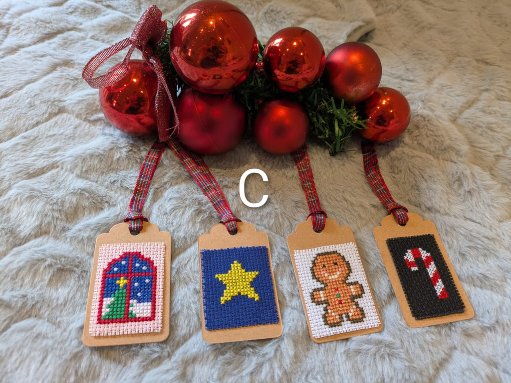 🎄 Hand Stitched Christmas Gift Tags – Handmade Set of 4
