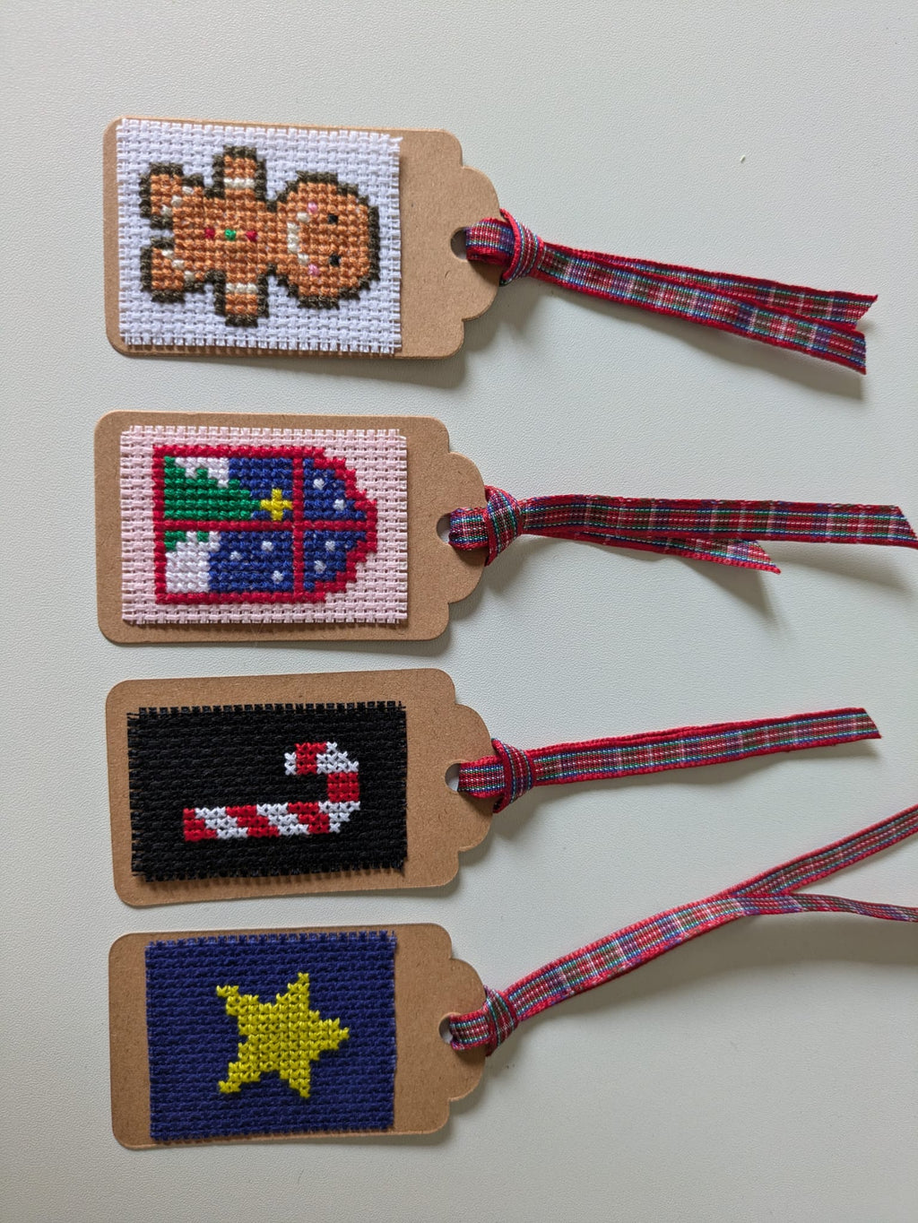 🎄 Hand Stitched Christmas Gift Tags – Handmade Set of 4