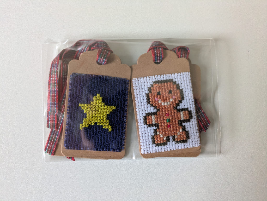 🎄 Hand Stitched Christmas Gift Tags – Handmade Set of 4