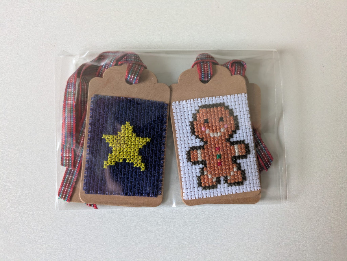 🎄 Hand Stitched Christmas Gift Tags – Handmade Set of 4