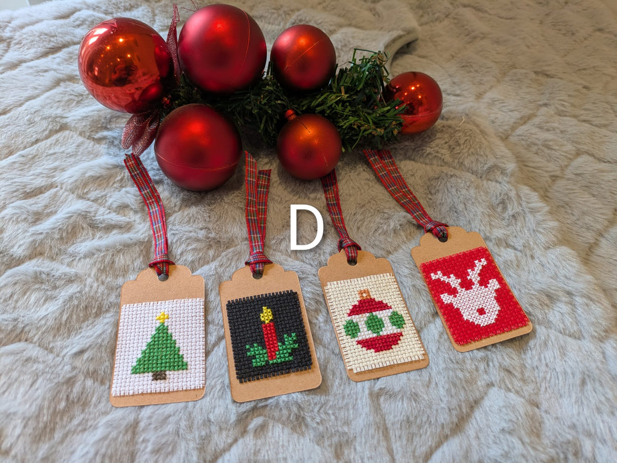 🎄 Hand Stitched Christmas Gift Tags – Handmade Set of 4
