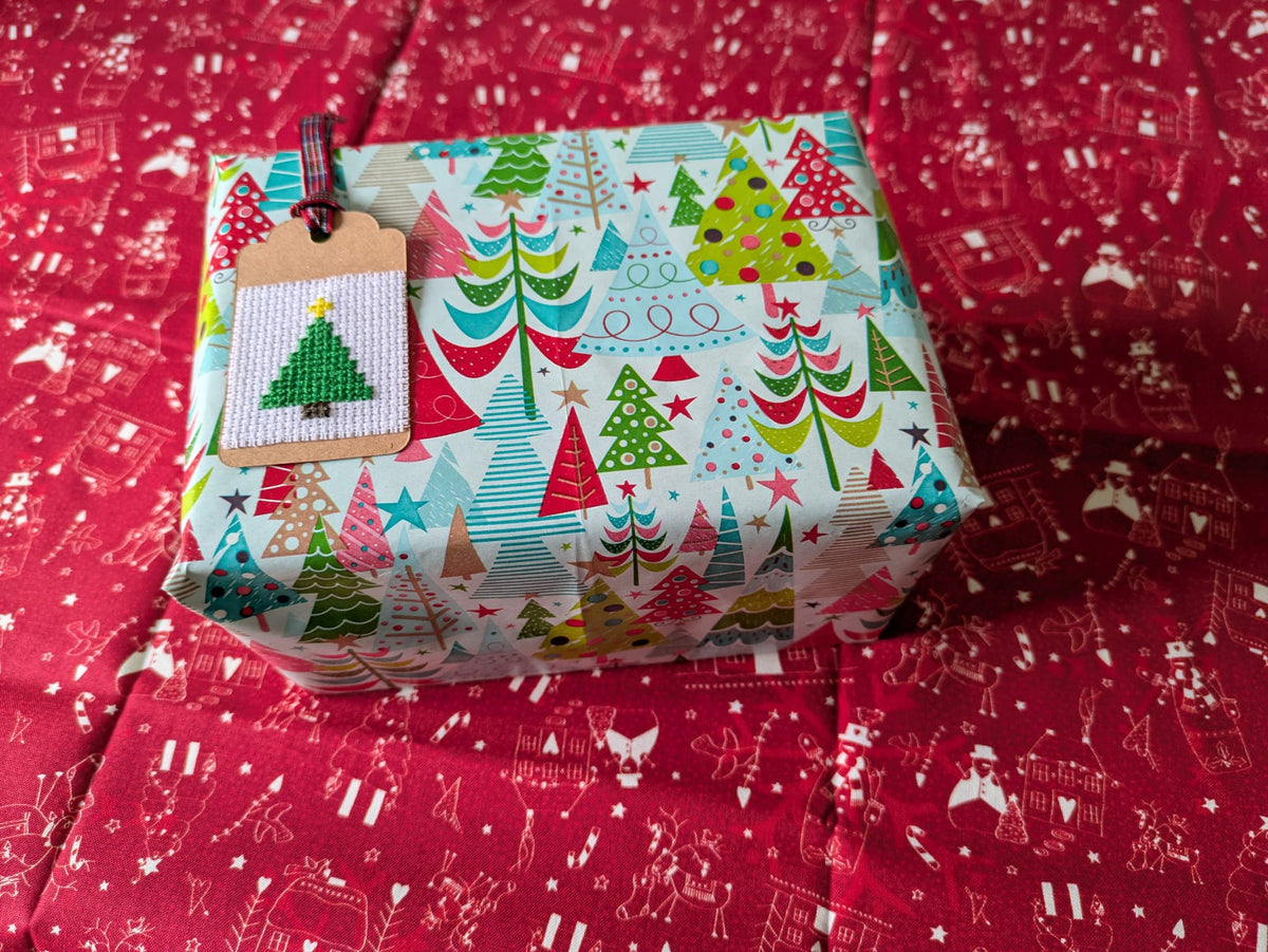 🎄 Hand Stitched Christmas Gift Tags – Handmade Set of 4