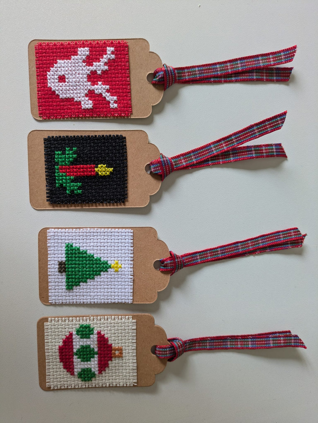 🎄 Hand Stitched Christmas Gift Tags – Handmade Set of 4