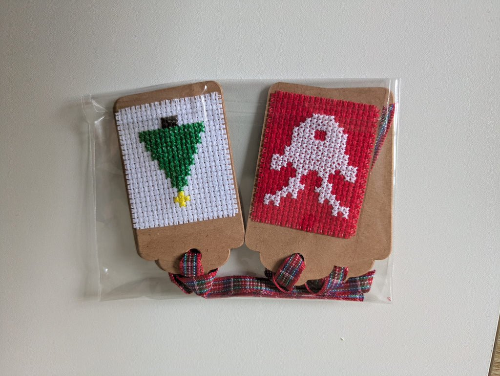 🎄 Hand Stitched Christmas Gift Tags – Handmade Set of 4