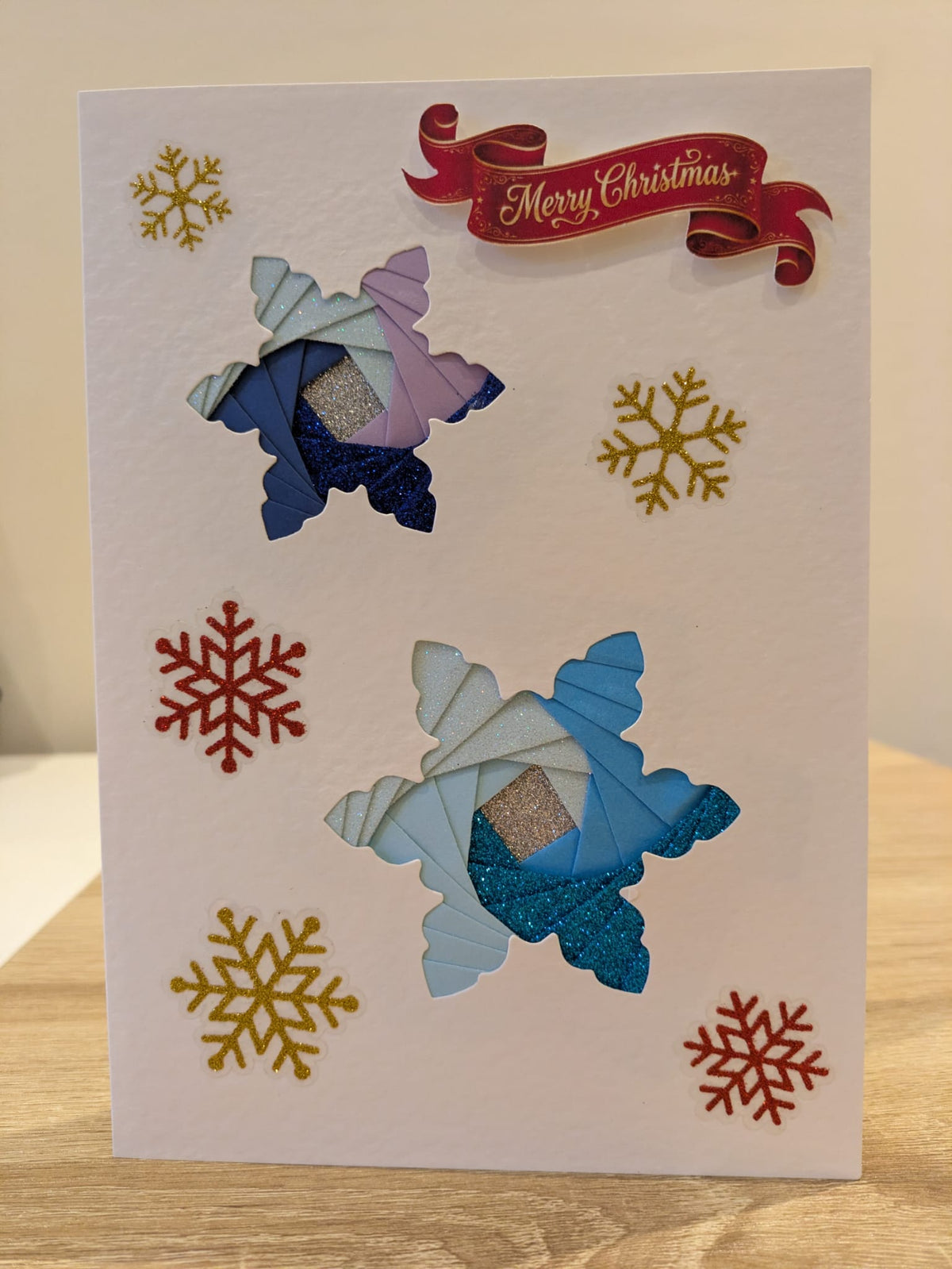 Handmade Blue Snowflakes Christmas Card – Iris Folded