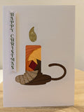 Handmade Christmas Candle Card – Orange & Brown Iris Folded Design
